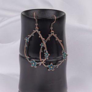 Fashion Boho Indian Bronze Oval Drop Earrings